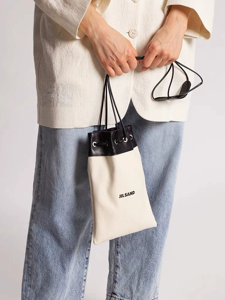Retro drawstring shoulder crossbody bucket bag for women